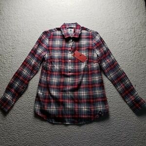 Southern Proper Button Up Shirt Womens Medium Plaid Flannel Long Sleeve Top